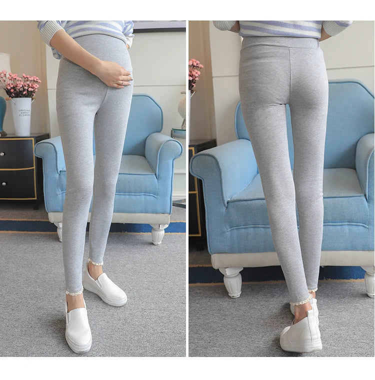 Winter Pregnant Women Black Leggings for Maternity Warm Soft Velvet Pants Pregnancy Inner Wool Clothes Ropa Mujer Embarazada