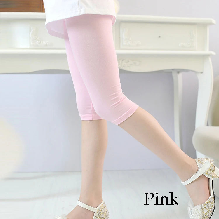 3-10years Girls Knee Length Kid Fifth Pants Candy Color Children Cropped Clothing Spring-Summer All-matches Bottoms Leggings