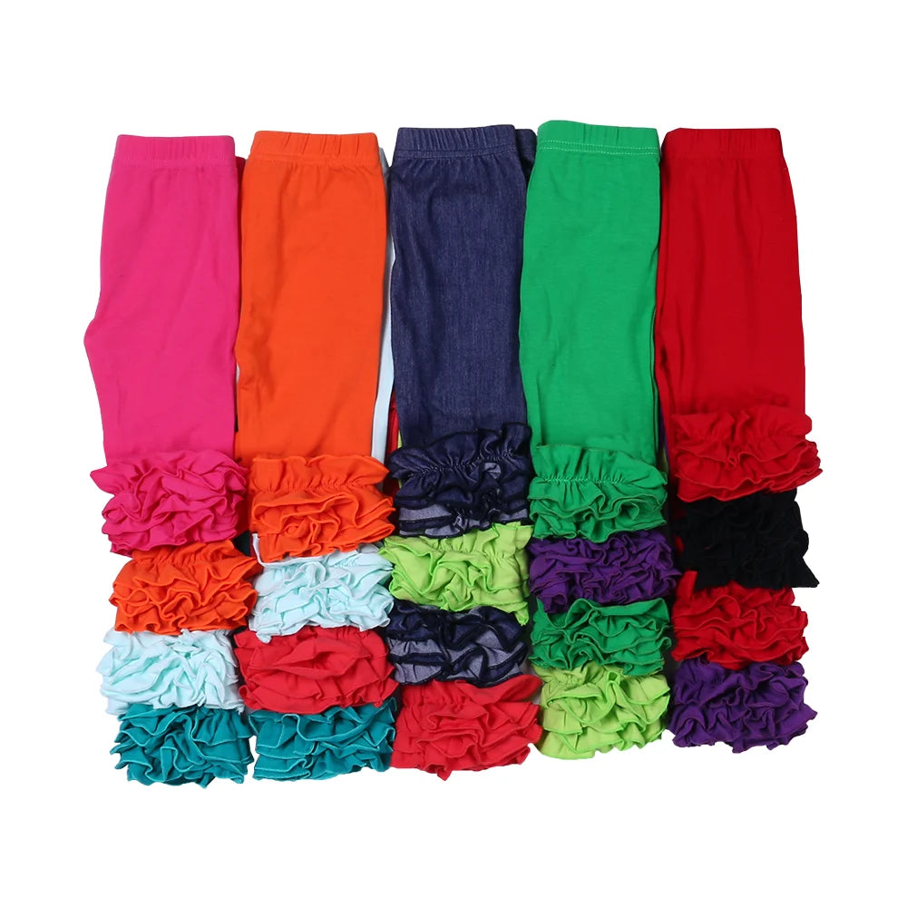 Candy Colors Children Girls Ruffle Leggings Toddler Baby Cotton Bottoms Pencil Pants Spring Autumn Kids Long Trousers