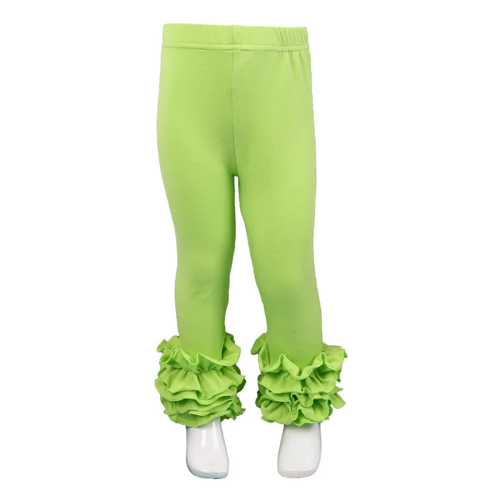 Candy Colors Children Girls Ruffle Leggings Toddler Baby Cotton Bottoms Pencil Pants Spring Autumn Kids Long Trousers