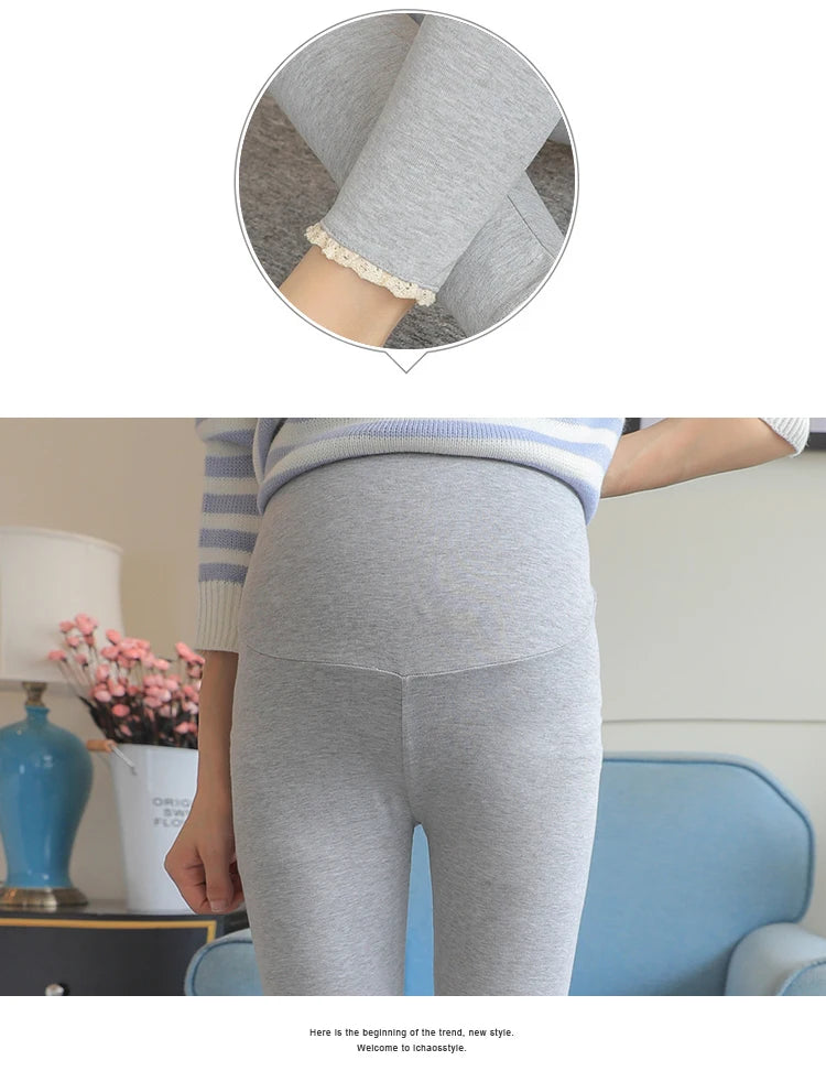 Winter Pregnant Women Black Leggings for Maternity Warm Soft Velvet Pants Pregnancy Inner Wool Clothes Ropa Mujer Embarazada