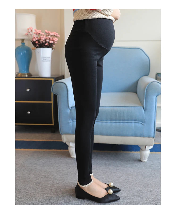 Winter Pregnant Women Black Leggings for Maternity Warm Soft Velvet Pants Pregnancy Inner Wool Clothes Ropa Mujer Embarazada