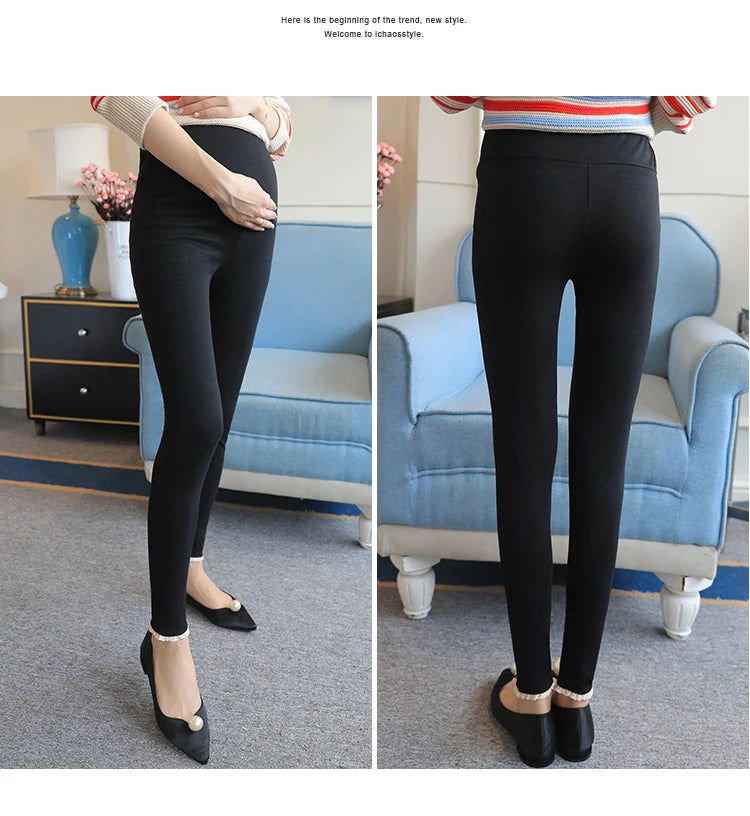 Winter Pregnant Women Black Leggings for Maternity Warm Soft Velvet Pants Pregnancy Inner Wool Clothes Ropa Mujer Embarazada