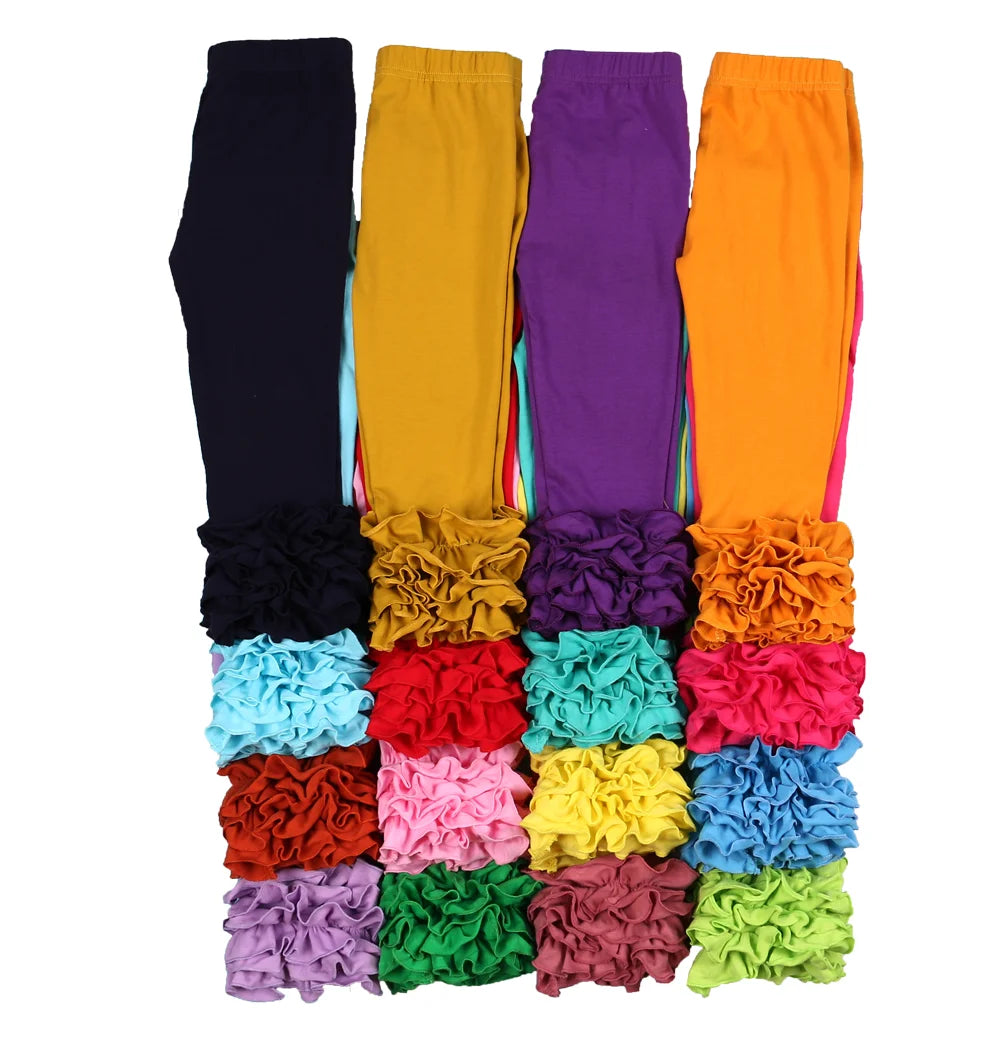 Candy Colors Children Girls Ruffle Leggings Toddler Baby Cotton Bottoms Pencil Pants Spring Autumn Kids Long Trousers