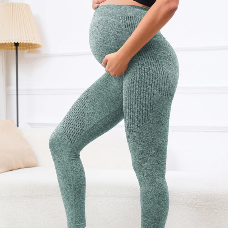 High Waist Pregnancy Leggings Skinny Maternity Clothes for Pregnant Women Belly Support Knitted Leggins Body Shaper Trousers