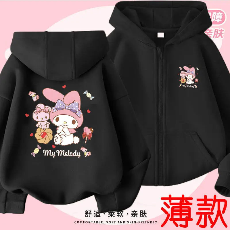 Kuromi Zipper Hoodies Girls Cinnamoroll Sweatshirt Autumn And Winter Long Sleeve Harajuku Pullovers Series Stich Casual Hooded