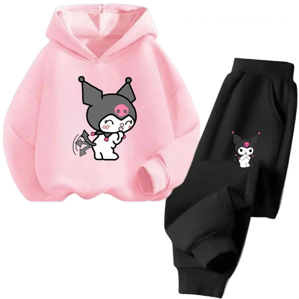 Funny Fashion Hoodie 90s Y2k Gothic Hoodies Kuromi Japanese Kuromi Hoodie Set Girls Sweatshirt Clothes Tops Sweatshirt Clothing