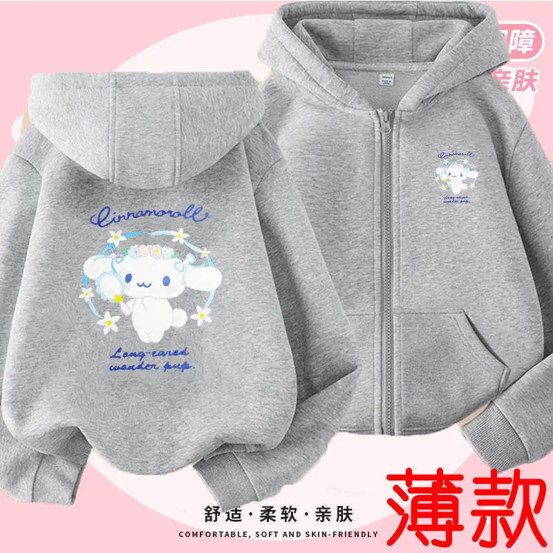 Kuromi Zipper Hoodies Girls Cinnamoroll Sweatshirt Autumn And Winter Long Sleeve Harajuku Pullovers Series Stich Casual Hooded