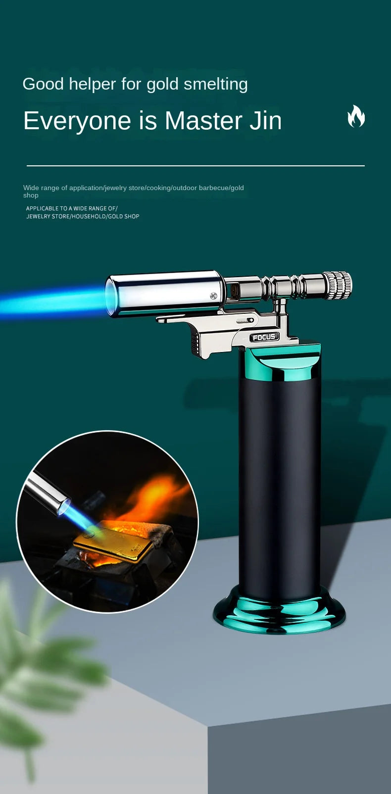 Powerful Windproof Blue Flame Jet Torch Gas Lighter Outdoor Cigar Barbecue Cooking Kitchen Butane Refillable Metal Welding Gun