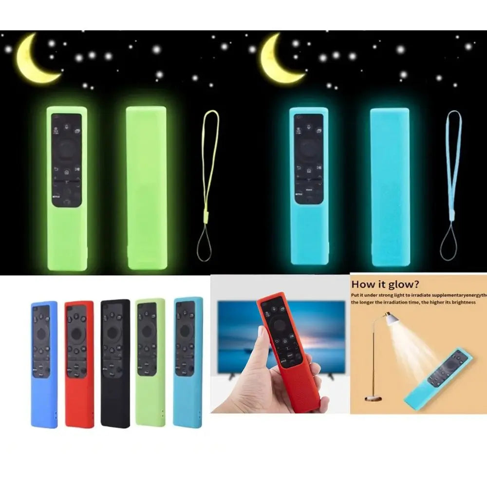 Soft Remote Control Case Silicone Luminous Remote Protector Shockproof for Samsung Solar Remote Control BN59-01385 and 01358D