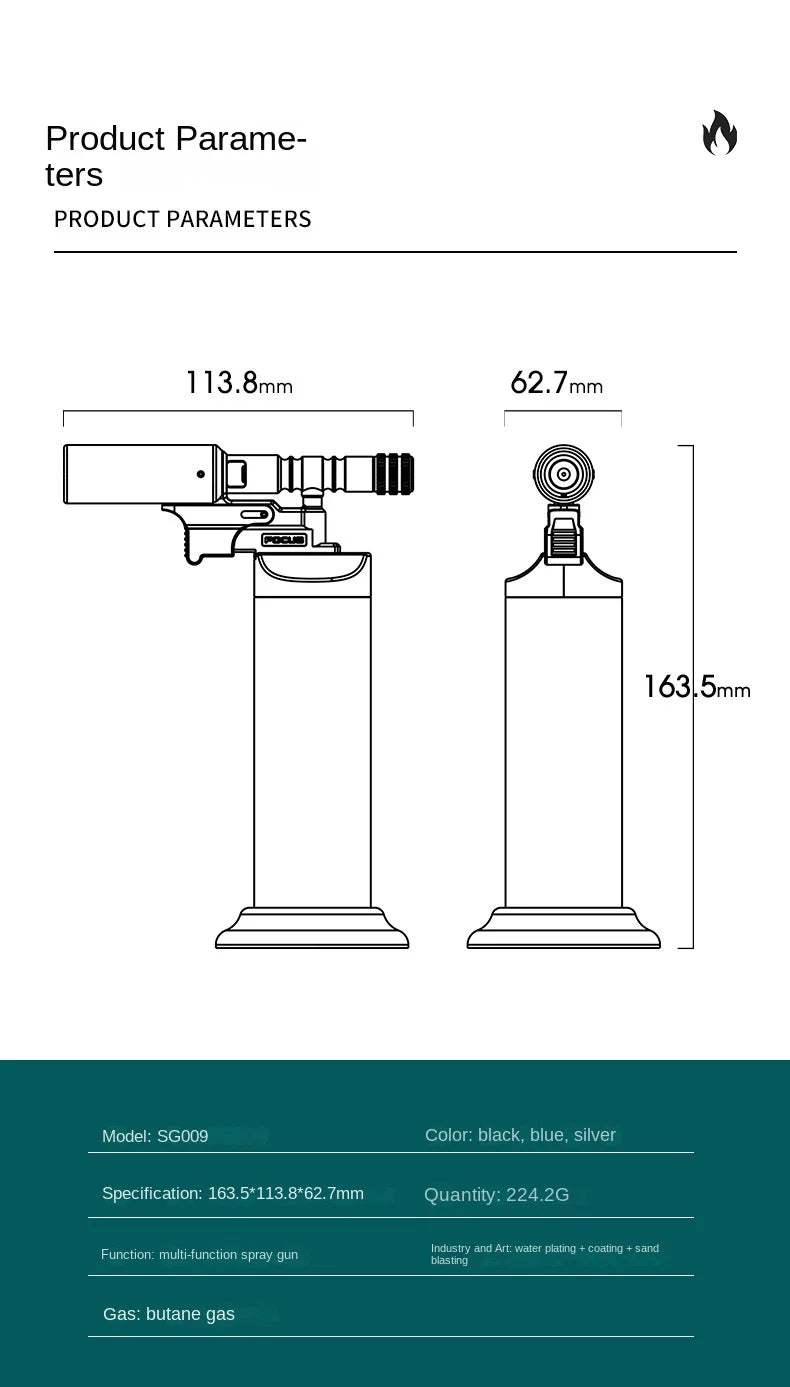 Powerful Windproof Blue Flame Jet Torch Gas Lighter Outdoor Cigar Barbecue Cooking Kitchen Butane Refillable Metal Welding Gun
