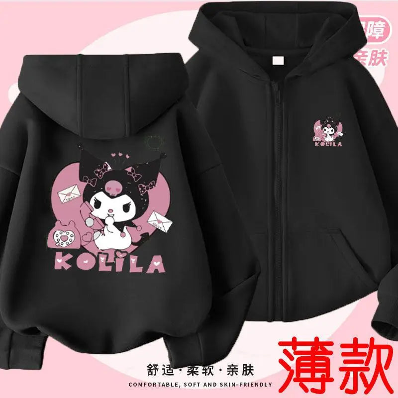 Kuromi Zipper Hoodies Girls Cinnamoroll Sweatshirt Autumn And Winter Long Sleeve Harajuku Pullovers Series Stich Casual Hooded