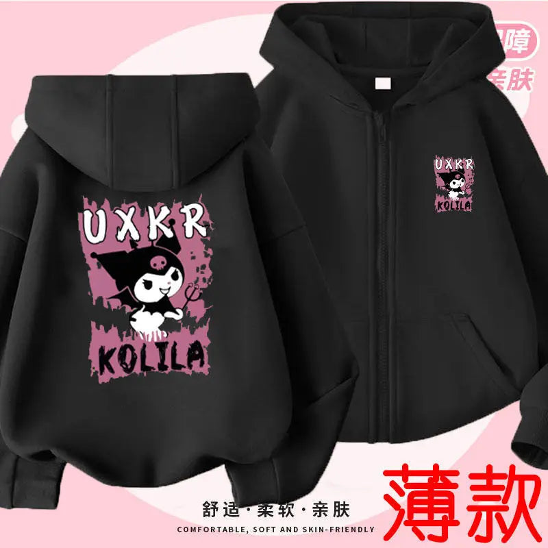 Kuromi Zipper Hoodies Girls Cinnamoroll Sweatshirt Autumn And Winter Long Sleeve Harajuku Pullovers Series Stich Casual Hooded