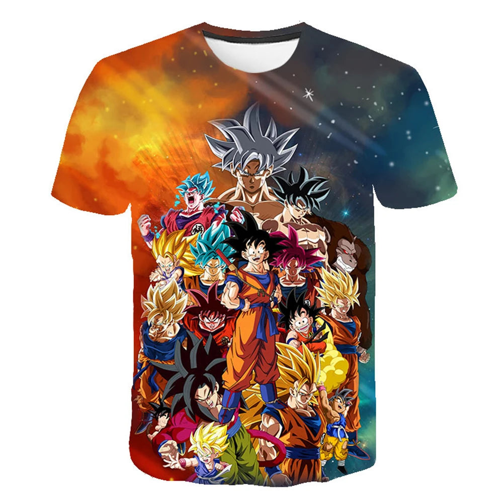 2024 T-shirts Kids Clothing Men's T-shirt Trend Dragon Ball Z Hip Hop Streetwear Goku Super Saiya Tops Fashion Children's New