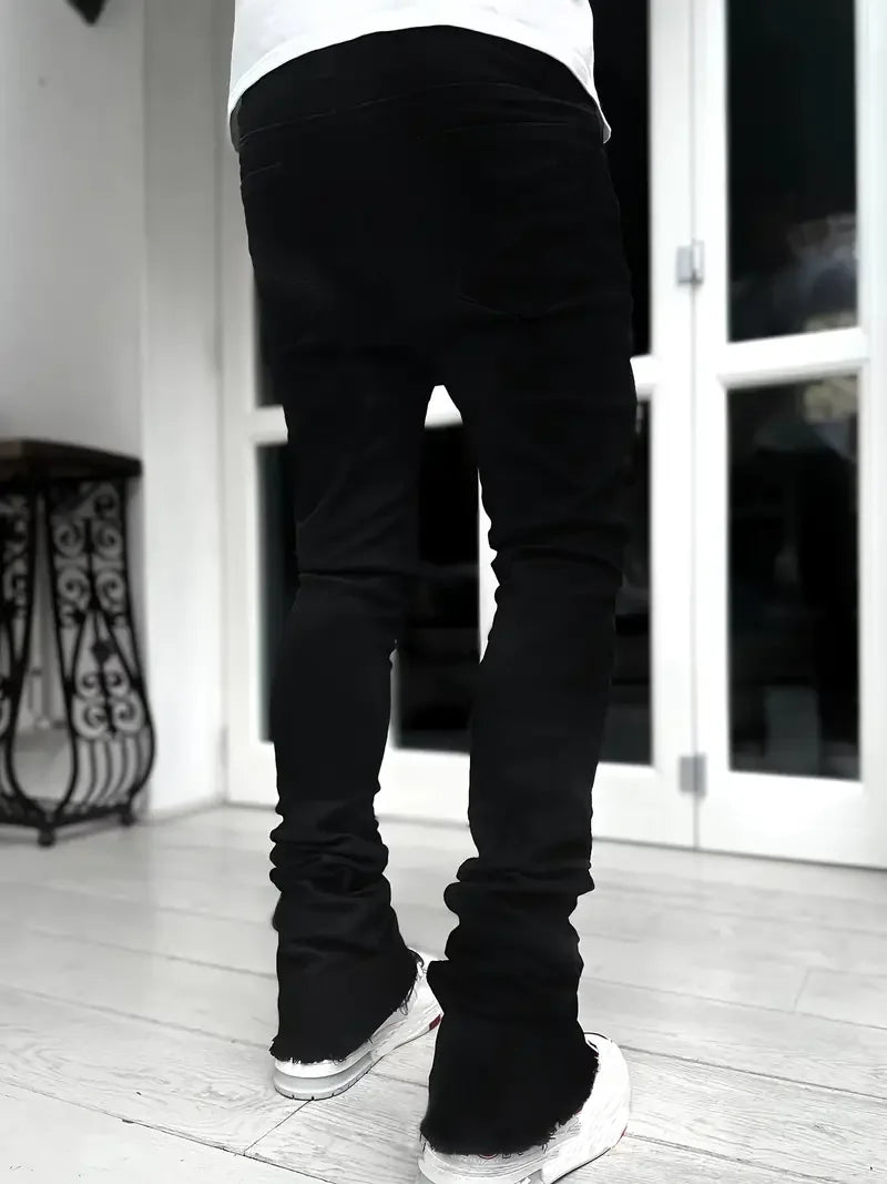 New Men Stretch Skinny Jeans Fashion Casual Slim Fit Denim Trousers Black flared Pants Male Brand Clothes