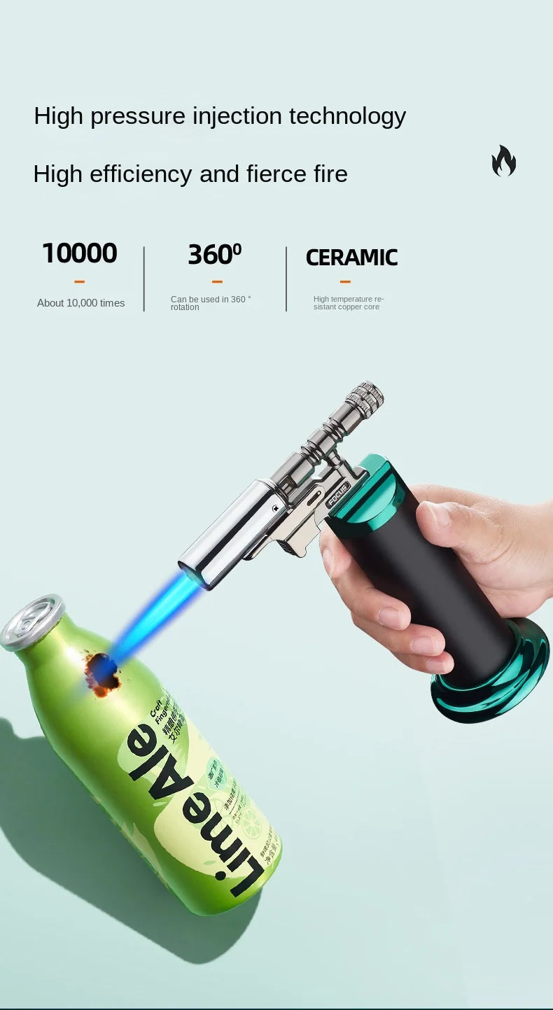 Powerful Windproof Blue Flame Jet Torch Gas Lighter Outdoor Cigar Barbecue Cooking Kitchen Butane Refillable Metal Welding Gun