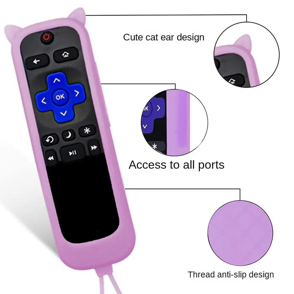 Wrist Strip TV Remote Control Cover Cute Cat Ear Design Silicone Glow in The Dark Luminous Control Cover Dust Proof