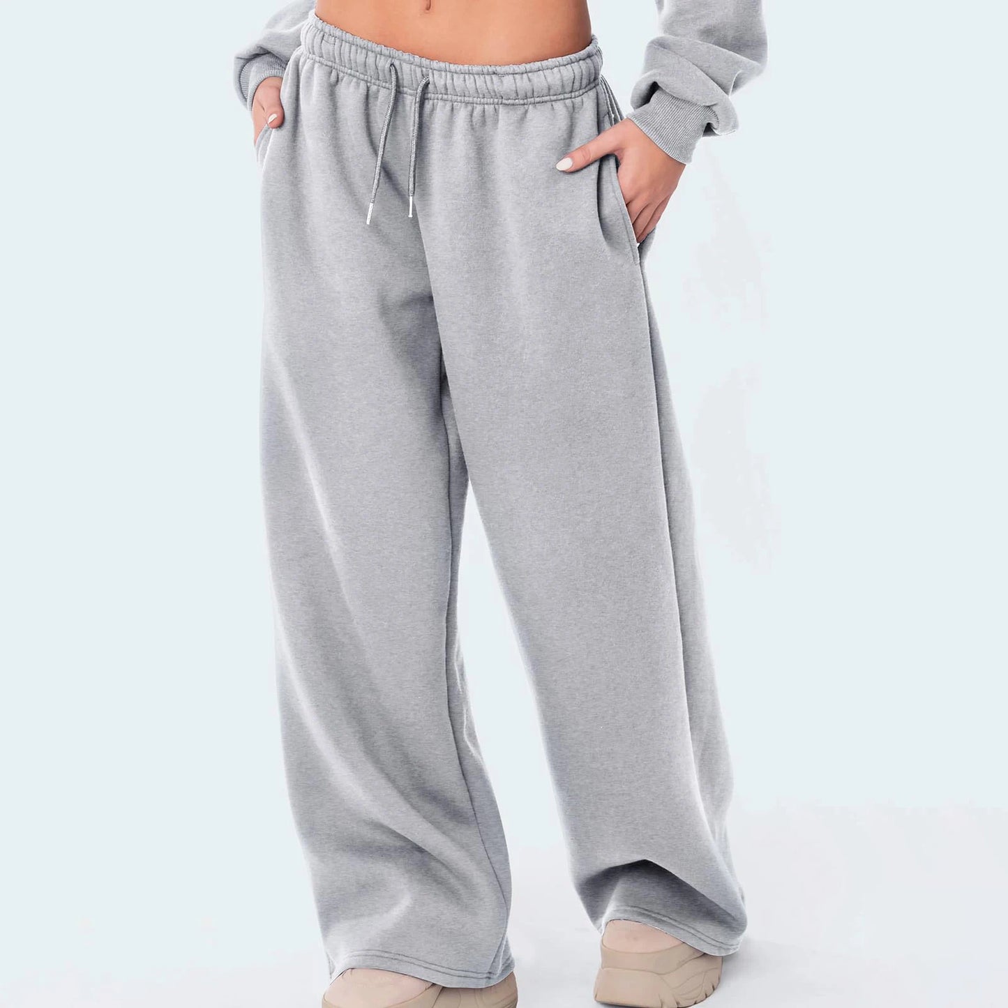 Fashion Women's Casual Pants Joggers Sweatpants Solid Color Drawstring High Waist Wide Leg Trousers Streetwear Casual Outfits