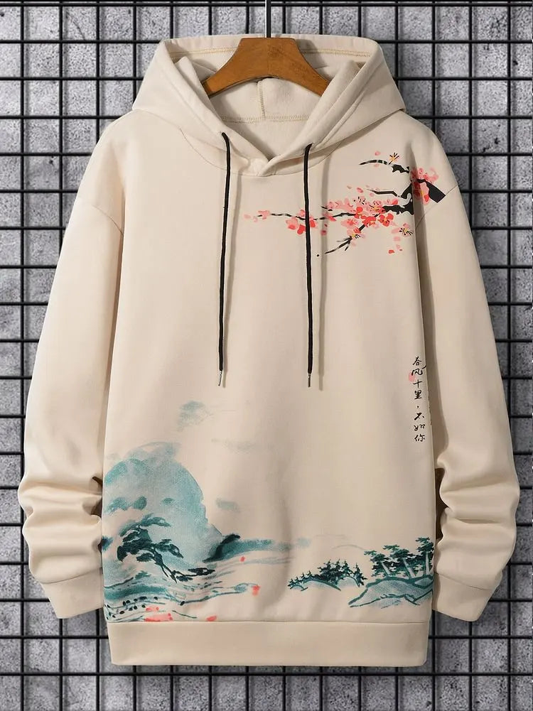 2024 New Autumn And Winter Men's Hoodies Japanese Harajuku Fashion Casual Sports Hoodies Anime Patterns Autumn And Winter