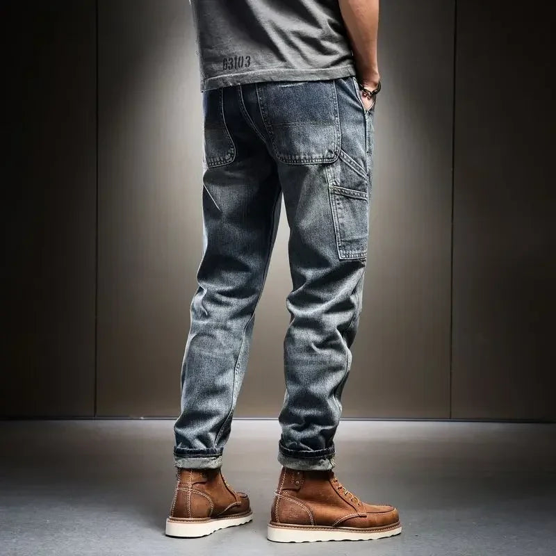 Male Cowboy Pants Retro Washed Straight Jeans For Men Plus Size Trousers Comfortable Xs High Quality Wide Leg Denim Kpop Cheap