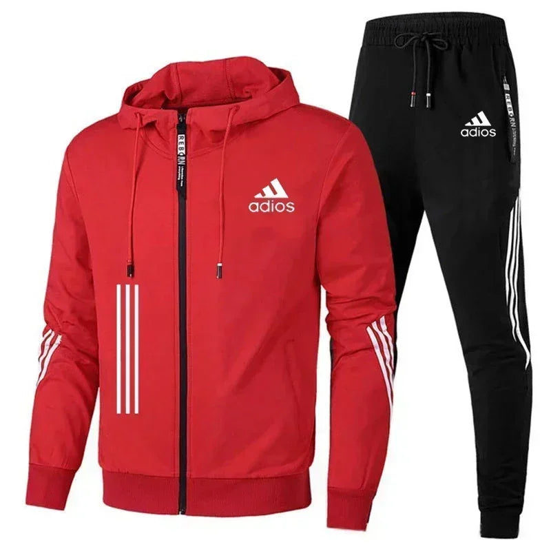 2024 Men's spring and autumn zipper hoodie + trousers 2-piece leisure fitness breathable fashion high quality jogging suit