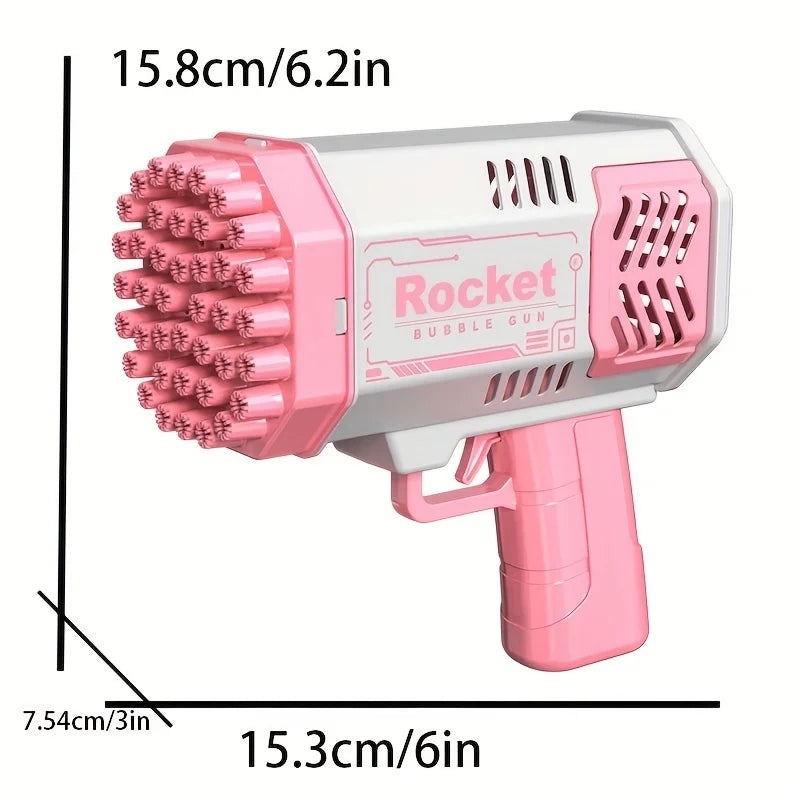 One Pack Of Children's 40 Holes Rocket Launcher Handheld Portable Electric Automatic Bubble Gun LED Light For Boys And Girls