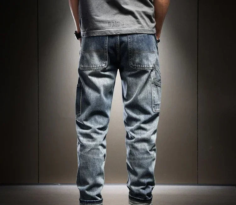 Male Cowboy Pants Retro Washed Straight Jeans For Men Plus Size Trousers Comfortable Xs High Quality Wide Leg Denim Kpop Cheap