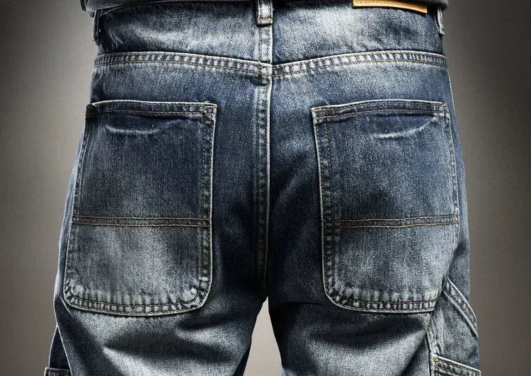 Male Cowboy Pants Retro Washed Straight Jeans For Men Plus Size Trousers Comfortable Xs High Quality Wide Leg Denim Kpop Cheap