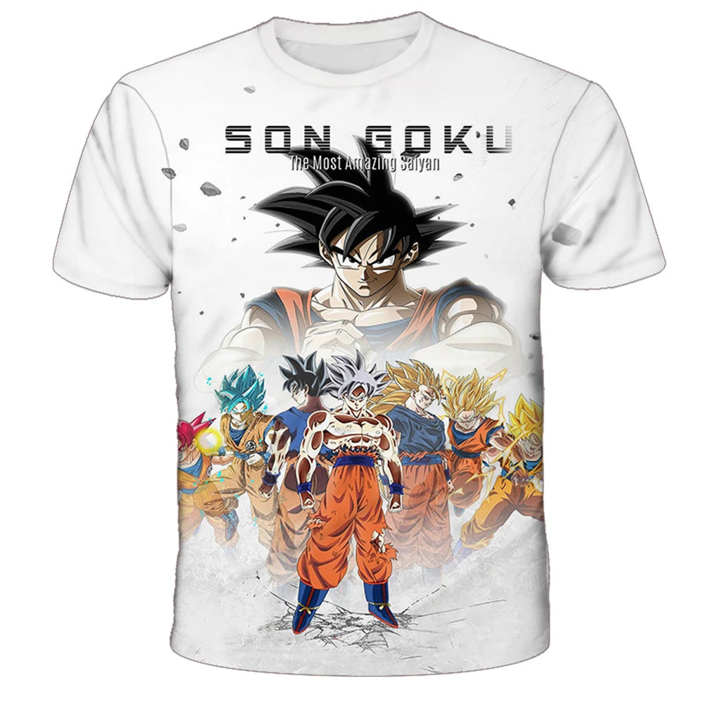 2024 T-shirts Kids Clothing Men's T-shirt Trend Dragon Ball Z Hip Hop Streetwear Goku Super Saiya Tops Fashion Children's New