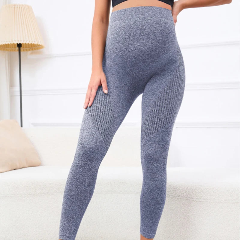 High Waist Pregnancy Leggings Skinny Maternity Clothes for Pregnant Women Belly Support Knitted Leggins Body Shaper Trousers