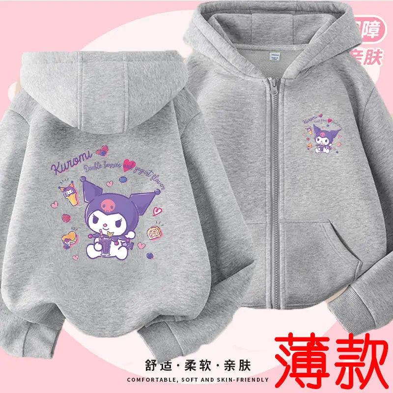 Kuromi Zipper Hoodies Girls Cinnamoroll Sweatshirt Autumn And Winter Long Sleeve Harajuku Pullovers Series Stich Casual Hooded