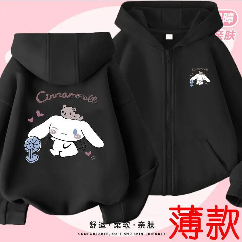 Kuromi Zipper Hoodies Girls Cinnamoroll Sweatshirt Autumn And Winter Long Sleeve Harajuku Pullovers Series Stich Casual Hooded