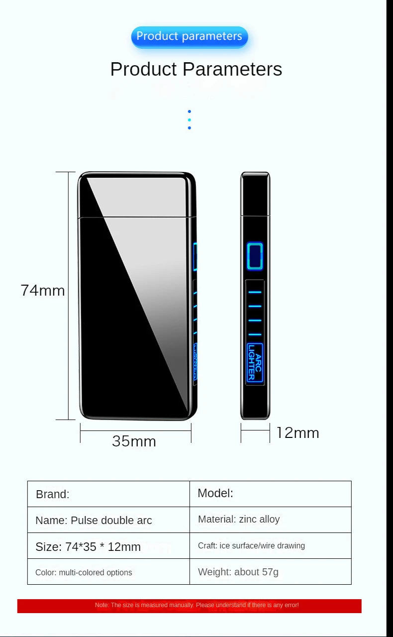 lighter electric recharge usb plasma cigarette windproof Smoking Accessories cool Laser induced double arc Men's Gift lighters