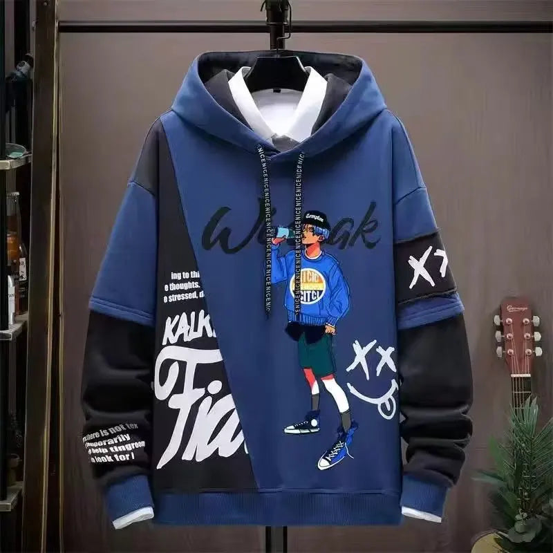 2024 Men's Graphic Hoodie Autumn New High Street Hip Hop Casual Hoodie Men's Clothes Harajuku Printed Sweater Fashion Sweatshirt