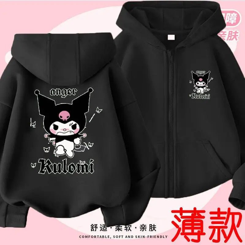 Kuromi Zipper Hoodies Girls Cinnamoroll Sweatshirt Autumn And Winter Long Sleeve Harajuku Pullovers Series Stich Casual Hooded