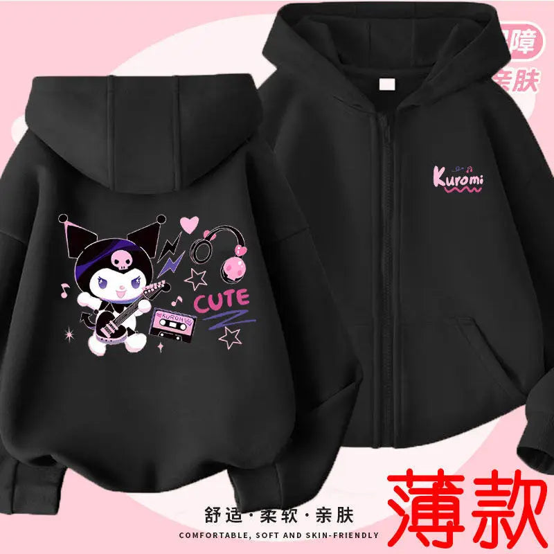 Kuromi Zipper Hoodies Girls Cinnamoroll Sweatshirt Autumn And Winter Long Sleeve Harajuku Pullovers Series Stich Casual Hooded