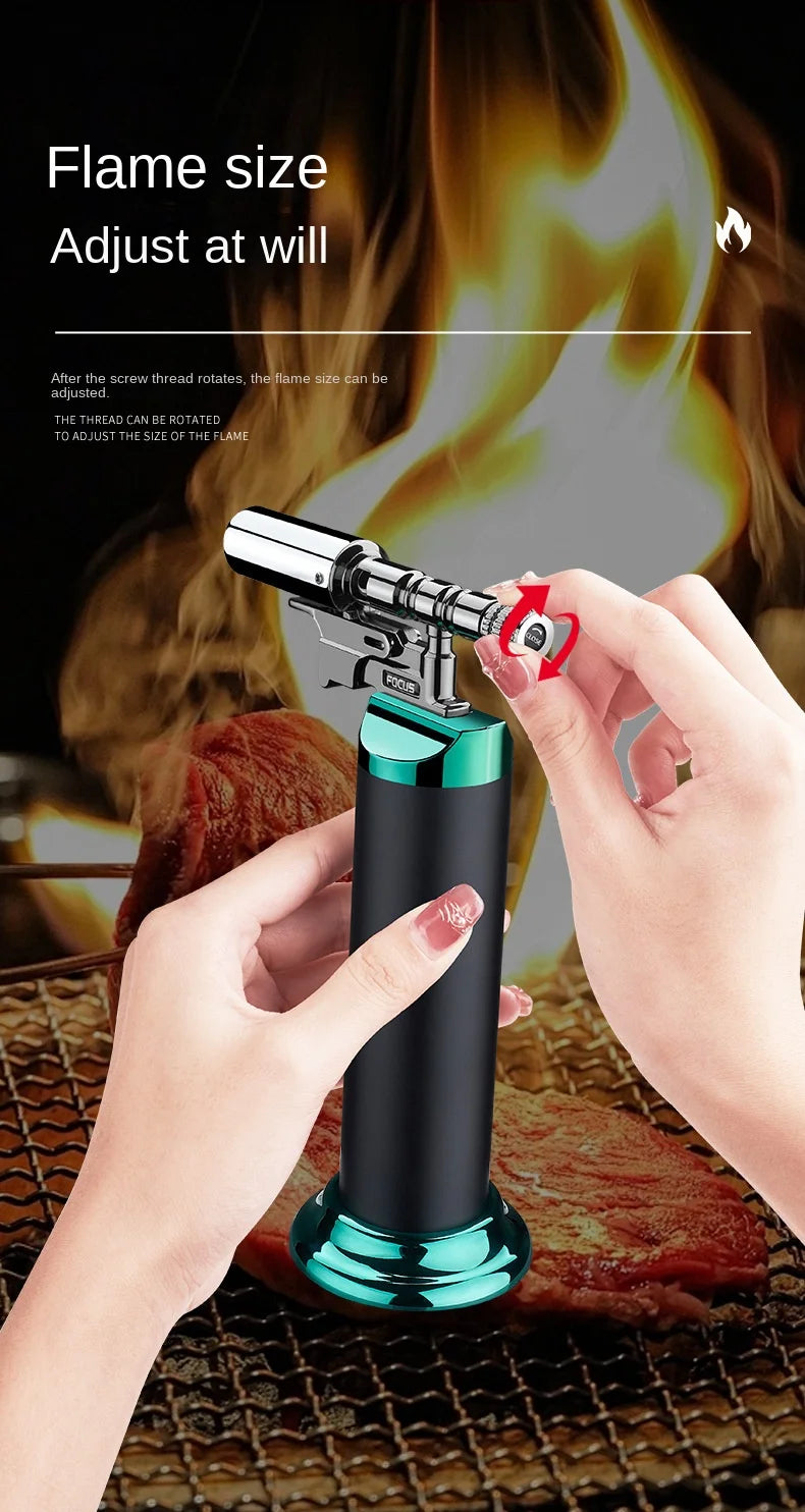 Powerful Windproof Blue Flame Jet Torch Gas Lighter Outdoor Cigar Barbecue Cooking Kitchen Butane Refillable Metal Welding Gun