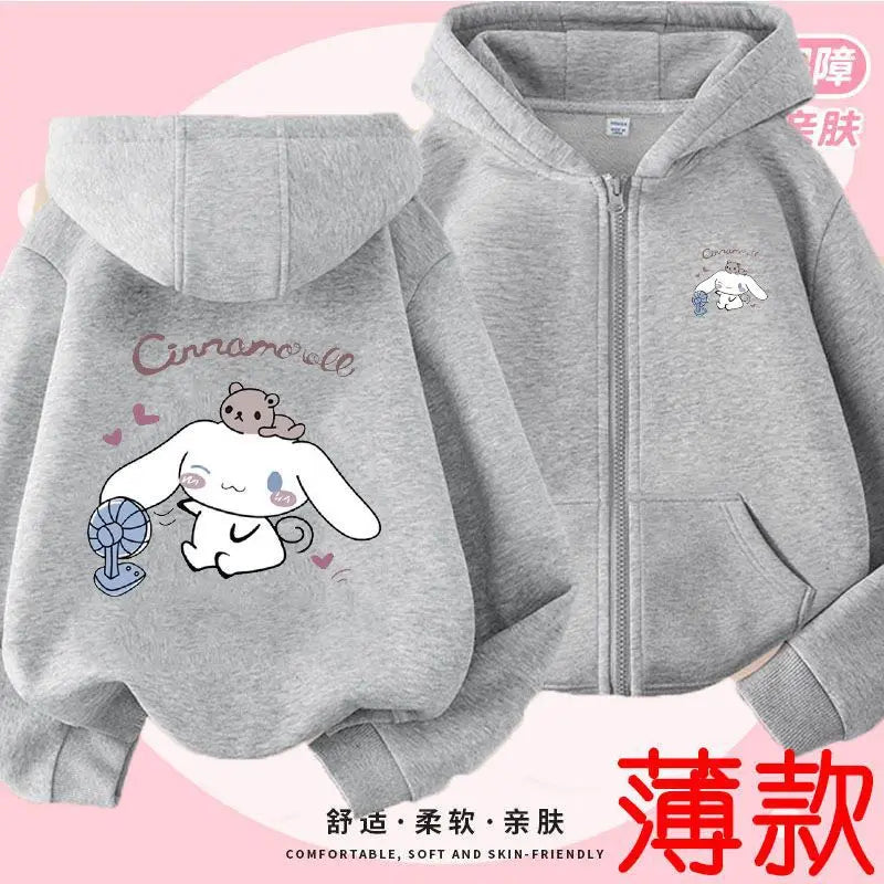 Kuromi Zipper Hoodies Girls Cinnamoroll Sweatshirt Autumn And Winter Long Sleeve Harajuku Pullovers Series Stich Casual Hooded