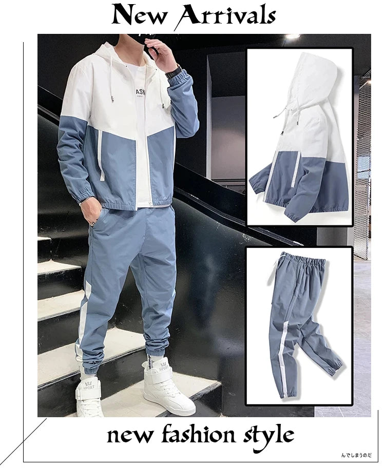 Men 2 piece set Tracksuit Casual Joggers