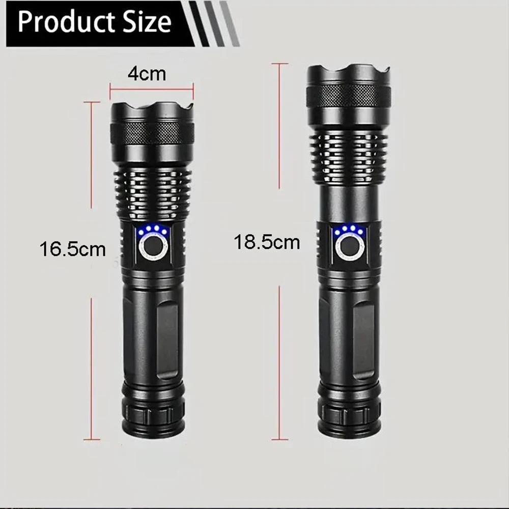 High Power LED Flashlight Rechargeable Torch Tactical Lantern Ultra Powerful Flashlight With USB Charging Outdoor