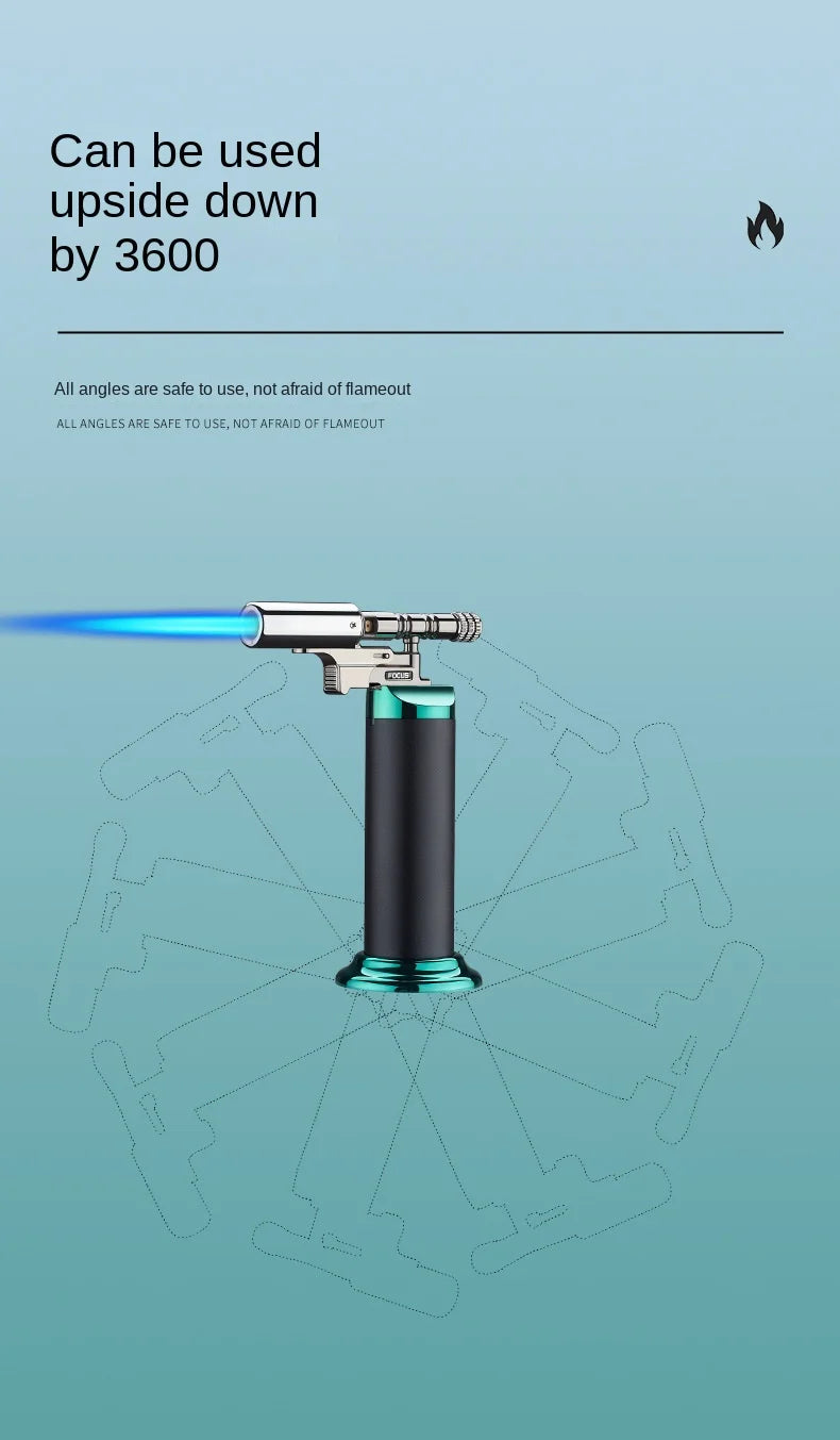 Powerful Windproof Blue Flame Jet Torch Gas Lighter Outdoor Cigar Barbecue Cooking Kitchen Butane Refillable Metal Welding Gun