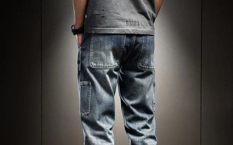 Male Cowboy Pants Retro Washed Straight Jeans For Men Plus Size Trousers Comfortable Xs High Quality Wide Leg Denim Kpop Cheap