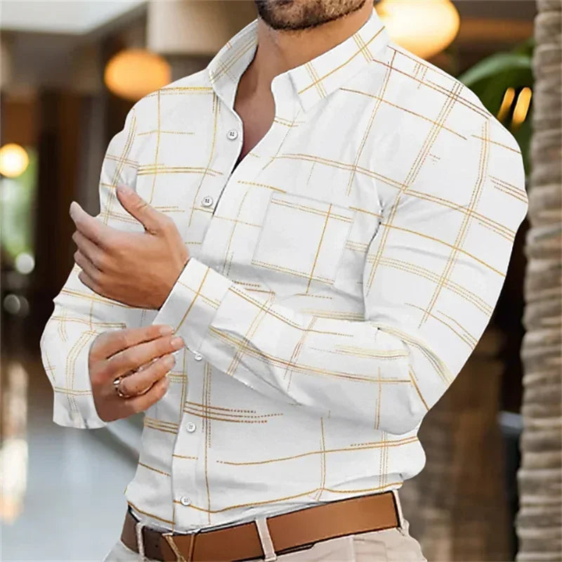 Men's business lapel shirt office casual outdoor street shirt soft and comfortable men's high-quality top large size XS-6XL