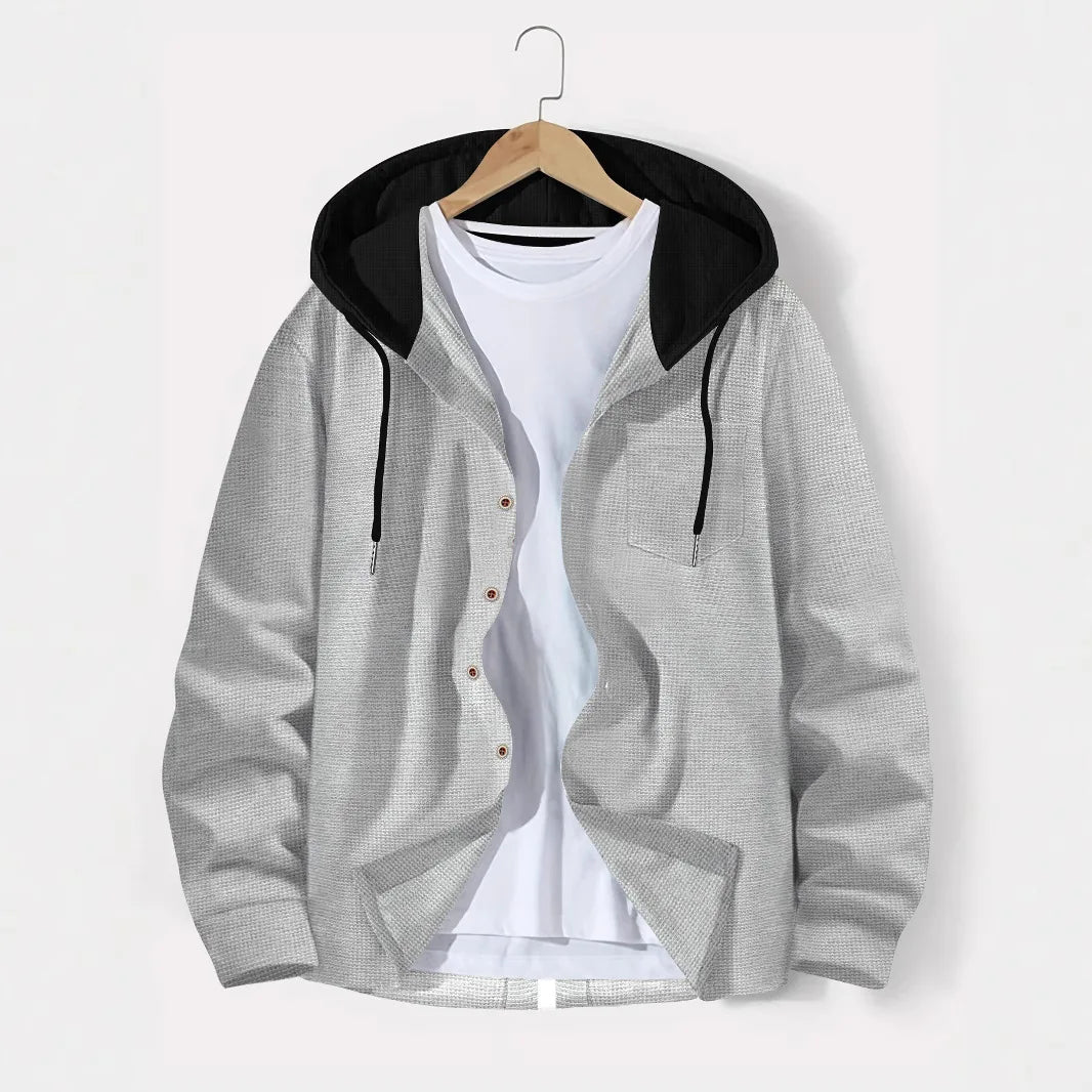 men's casual slim-fit hooded long-sleeved