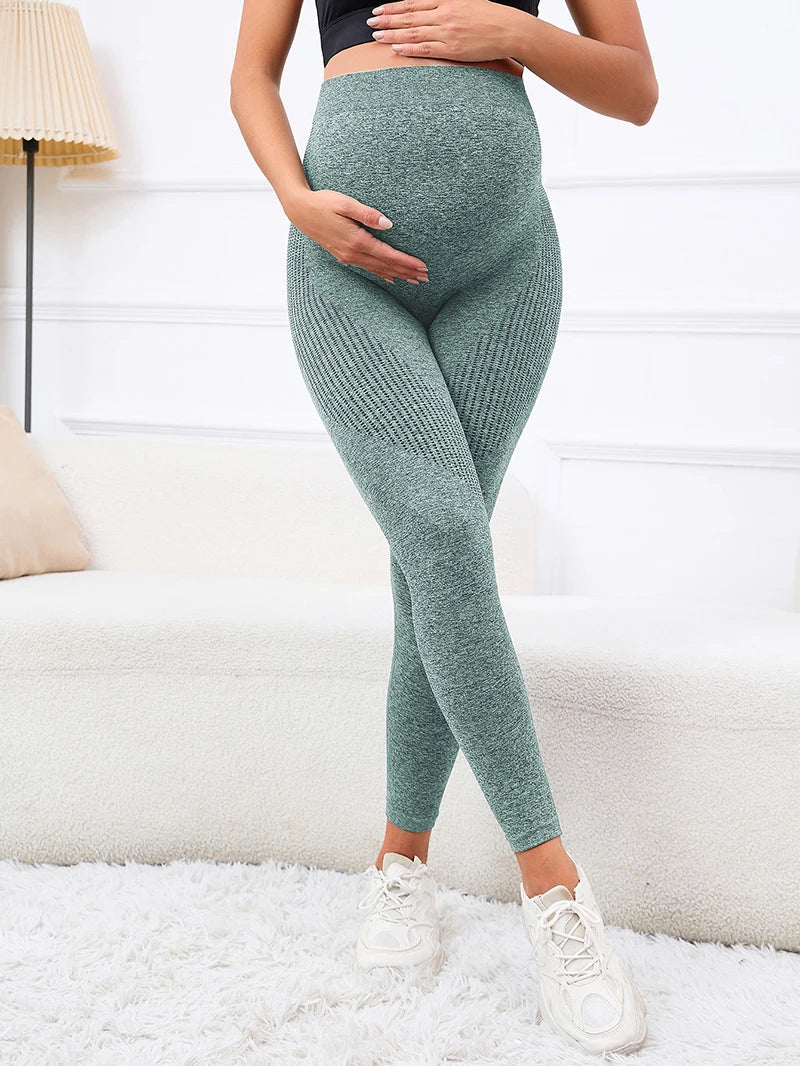 High Waist Pregnancy Leggings Skinny Maternity Clothes for Pregnant Women Belly Support Knitted Leggins Body Shaper Trousers