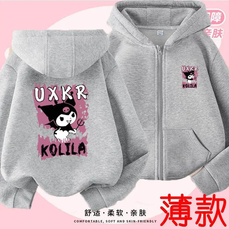 Kuromi Zipper Hoodies Girls Cinnamoroll Sweatshirt Autumn And Winter Long Sleeve Harajuku Pullovers Series Stich Casual Hooded