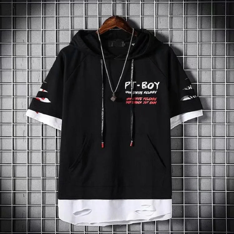 Fashion Men's Casual Streetwear Hooded T-Shirts Thin Stylish Hip Hop Techwear Y2k Anime Dacning Women Men's Clothing