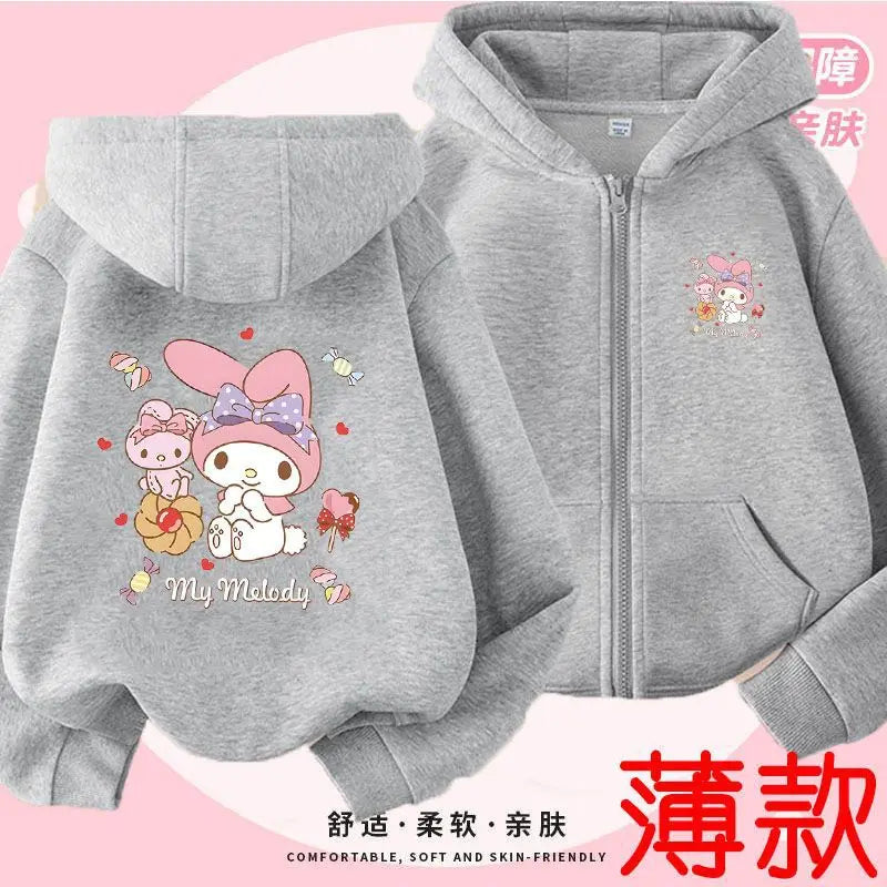 Kuromi Zipper Hoodies Girls Cinnamoroll Sweatshirt Autumn And Winter Long Sleeve Harajuku Pullovers Series Stich Casual Hooded