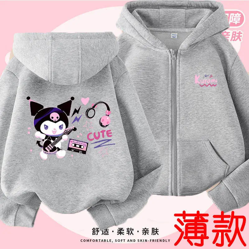 Kuromi Zipper Hoodies Girls Cinnamoroll Sweatshirt Autumn And Winter Long Sleeve Harajuku Pullovers Series Stich Casual Hooded