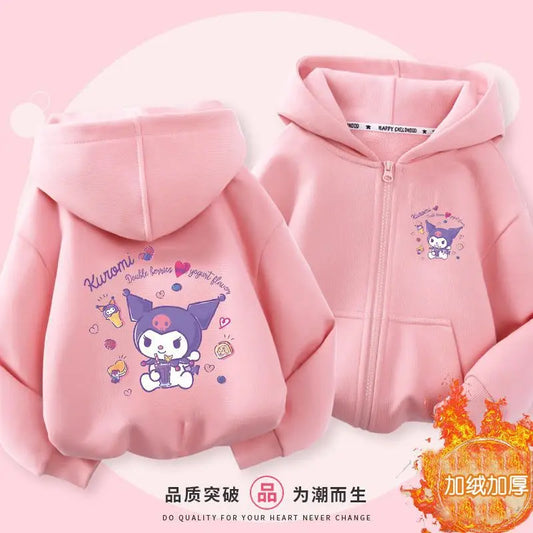 Kuromi Zipper Hoodies Girls Cinnamoroll Sweatshirt Autumn And Winter Long Sleeve Harajuku Pullovers Series Stich Casual Hooded